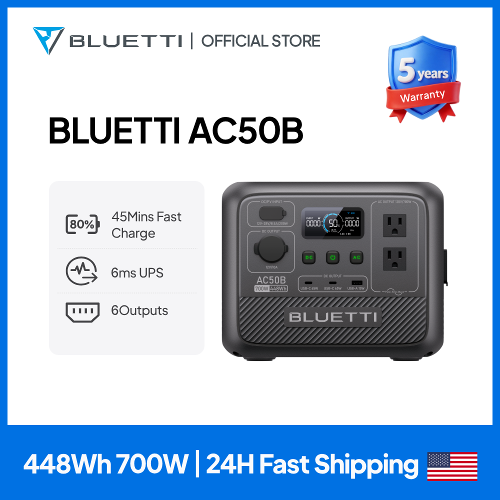 Solar Emergency Charger - BLUETTI AC50B Taşınabilir Güç İstasyonu 700W